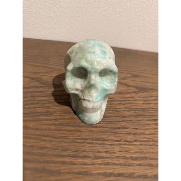 Caribbean calcite skull carving head natural crystal